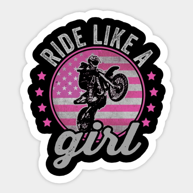 Ride Like A Girl Funny Dirt Biking Girl Dirt Bike Rider Sticker by Visual Vibes